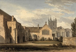 South East View of the Church and Palace at Croydon, Surrey, England, digitally restored