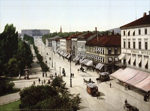 Carl Johans Gade with Slotted, Slottet, Christinia, Oslo, Norway, View from 1885, Historical,