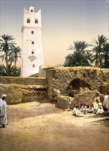 Mosque in the old town of Biskra, Algeria, ca 1890, Historical, digitally restored reproduction