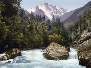 Jungfrau und Lütschine, Bernese Oberland, Switzerland, Historic, digitally restored reproduction