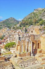 The Greek theatre, Taormina, Sicily, Italy, Europe