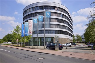 Flags of the companies Goldbeck, Start North Rhine-Westphalia, Anchor Rechtsanwälte and the health