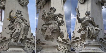 Figure of Justice, Temperance and Wisdom at the four tubular fountain, 1733, Würzburg, Lower