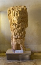 Stone limestone sculpture of a ruler, from Hopelchen, Classic period, Mayan archaeological museum,