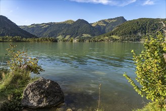 Lake and town Walchsee, Tyrol, Austria, Europe