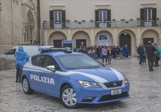 Polce car in a square in Matera, Basilicata, Southern Italy, Italy, Europe