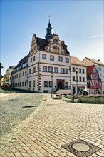 Old town hall, town administration on the market square, Colditz, Saxony, Germany, Europe