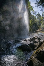 Tiu Kelep waterfall in backlight, nature, landscape, flowing, river, fresh, clear, clean,