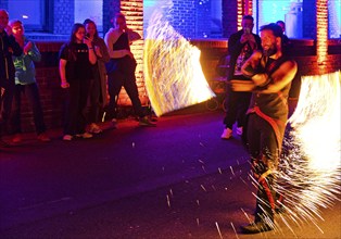 Fire show at the Extra Shift at Heinrich Robert colliery, Ost colliery, Hamm, Ruhr area, North