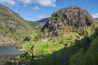 Landscape along the historical tourist road Ryfylkeveien north of Erfjord, Ryfylke, Rogaland,