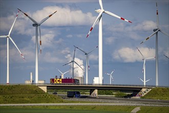 RWE Windpark Jüchen A44n, Garzweiler wind farm, at the Garzweiler opencast lignite mine, on the A44