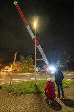 Transport of a 68 metre long, 22 tonne blade of a wind turbine, here in Schwelm, with a