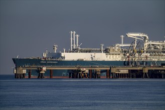 The Höegh Esperanza, an LNG storage and vaporisation vessel, is moored at the LNG terminal near