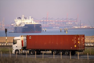 LNG tanker Rudolf Samoylovich, for liquefied natural gas in the seaport of Rotterdam, Maasvlakte2,