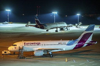 Eurowings aircraft parked on apron D, Cologne-Bonn Airport, Cologne, North Rhine-Westphalia,