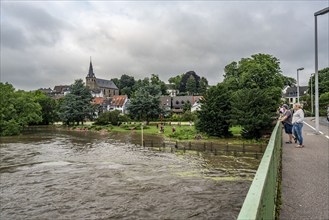 Ruhr floods near Essen-Kettwig, Ruhr reservoir, flooded Ruhr floodplains, floods on the Ruhr, after