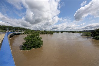 Flood on the Ruhr, after long heavy rainfall the river left its bed and flooded the countryside and