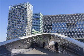 The Parkbruk, cycle and pedestrian bridge in the city centre of Antwerp, crosses a multi-lane city