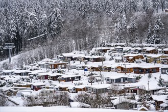 Winterberg campsite, many permanent campers, at the Erlebnisberg Kappe winter sports area, in