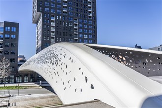 The Parkbruk, cycle and pedestrian bridge in the city centre of Antwerp, crosses a multi-lane city