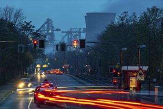 Hüttenwerke Krupp Mannesmann, HKM, blast furnaces, cooling tower, in Duisburg-Hüttenheim, view over