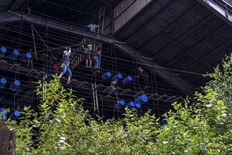 Landschaftspark Duisburg Nord, high ropes course, high ropes course, in the former foundry hall of