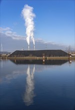 Coal stockpile, coal store, steam coal, for the STEAG Herne thermal power station, in the