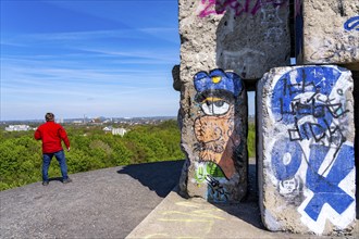 Rheinelbe spoil tip in Gelsenkirchen, 100 metre high spoil tip, landscape park, with the sculpture