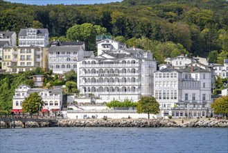 View of the old town of Sassnitz, harbour town on the Baltic Sea island of Rügen, spa architecture,