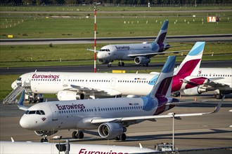 Düsseldorf Airport, Eurowings aircraft, on the taxiway and in parking position