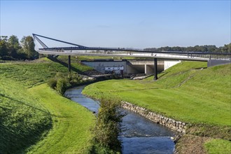 New bridge over the Rhine-Herne Canal and the Emscher, leap over the Emscher, bicycle and