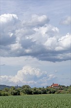 Thunderstorm over Marienburg Castle and Poppenburg Castle, Burgstemmen, Lower Saxony, Germany,