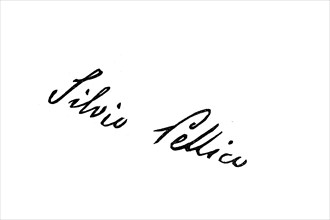 Signature, handwriting by Silvio Pellico, historical, digital reproduction of an original from the