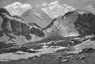 The scene of the great landslide of Elm, 11 September 1881, a catastrophe in Elm in the Swiss