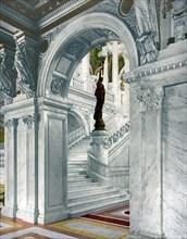 North Staircase, Central Stair Hall, Library of Congree, Washington, United States, 1890, Historic,