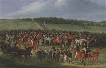 Epsom race, the betting counter, horse betting, 1834, England, Historical, digitally restored