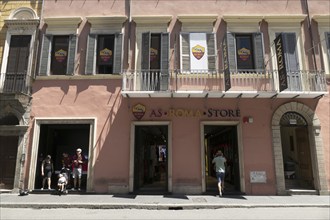 AS Rome football club fan shop in the historic centre of Rome, Italy, Europe