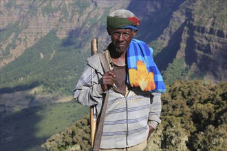 In the highlands of Abyssinia, in the Semien Mountains, landscape in the Semien Mountains National