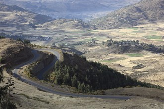 Beautiful landscape in the highlands between Mekele and Lalibela, Ethiopia, Africa