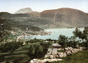 Ulvik Hardanger, Hardangerfjord, Norway, View from 1885, Historical, digitally restored