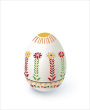 Floral motif painted Easter egg over white background, vector illustration