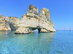 Kleftiko rock formations, Kleftiko, Milos Island, Cyclades Islands, Greece, Europe