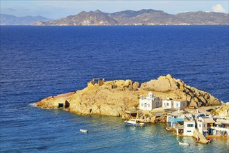 Firopotamos village, high angle view, Firopotamos, Milos Island, Cyclades Islands, Greece, Europe