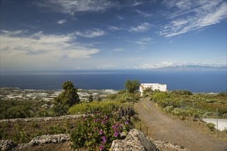 Panorama from Chirche to the west coast, behind the island of Gomera, Tenerife, Canary Islands,