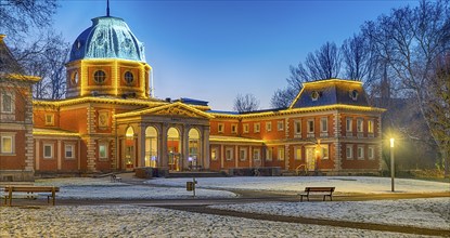 Christmas lights snow winter spa gardens bathhouse Bad Oeynhausen Germany