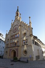 Hospital of the Holy Spirit, neo-Gothic façade, morning light, historic old town, Bad forest lake,