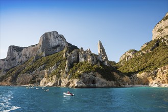 Rocky coast and beach, Cala Goloritze, Gulf of Orosei National Park, Parco Nazionale del