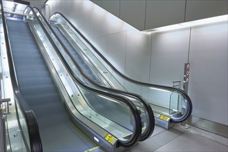 Modern escalators with lighting, Toronto Airport, Ontario, Canada, North America