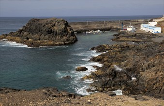 Fishing harbour at El Cotillo village, Fuerteventura, Canary Islands, Spain, Europe