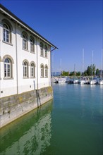 Harbour and museum at the harbour, Romanshorn on Lake Constance, Canton Thurgau, Switzerland,